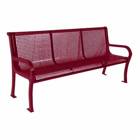 ULTRA SITE Lexington 8' Burgundy Perforated Bench with Backrest 99'' x 26 7/8'' x 35 1/2'' 38A954P8BG